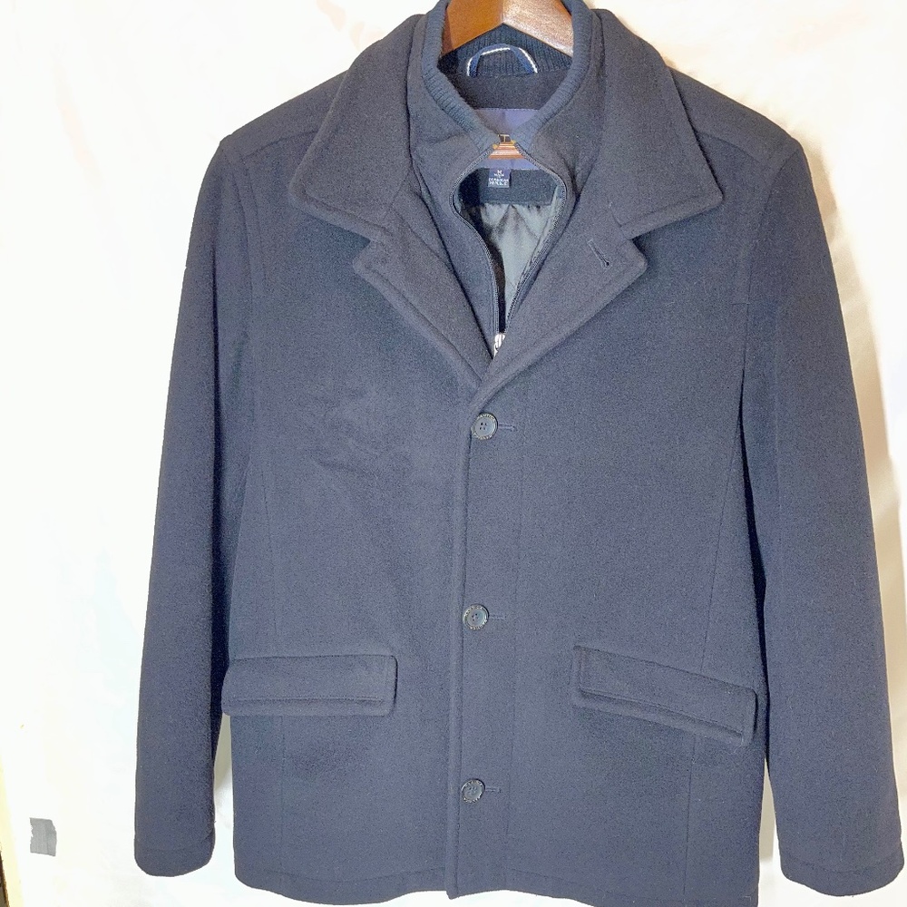 Nautica Black Wool Cashmere Car Coat M